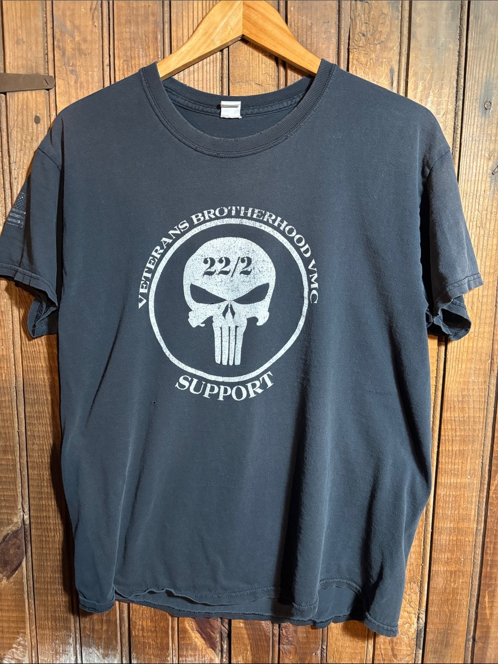 Heavily Distressed Veterans Brotherhood Support Graphic Tee - Black